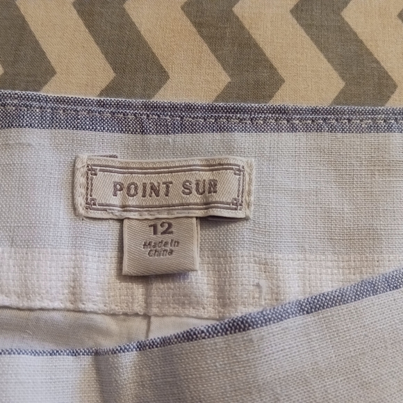 J Crew Blue & White Stripe 100% Linen Point Sur Shorts - Picture 2 of 8